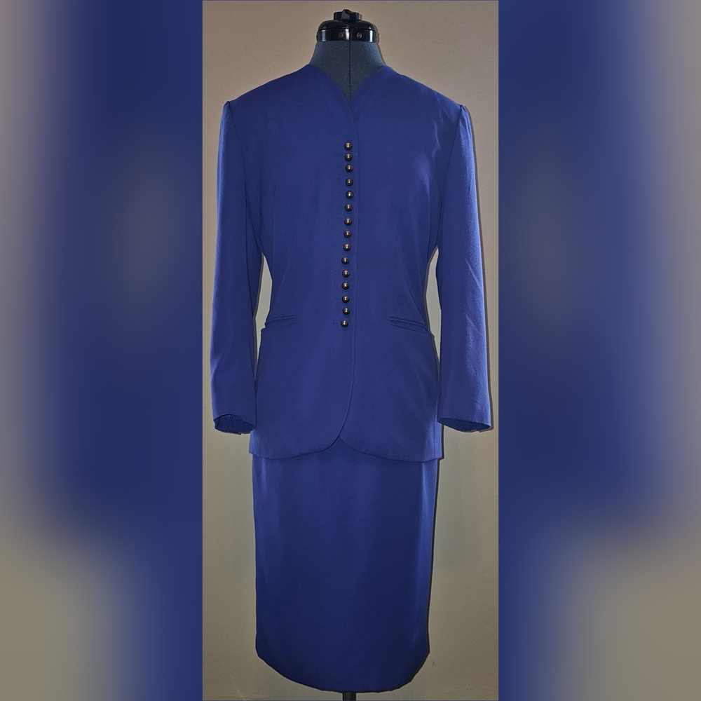 KASPER ASL PETITES Royal Blue 2 Piece Skirt Set